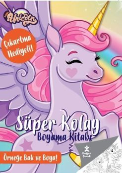 Unicorn - Süper Kolay Boyama Kitabı - Çıkartma Hediyeli! Örneğe Bak ve Boya!